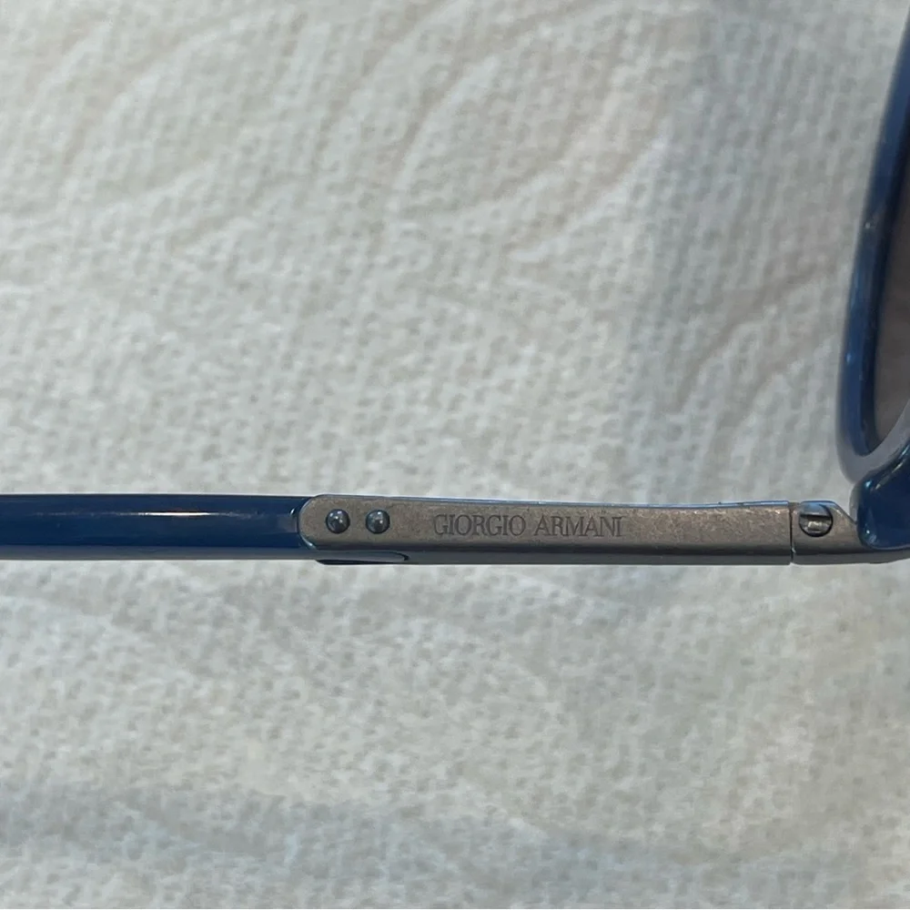 Giorgio Armani blue round sunglasses with metal trim men’s